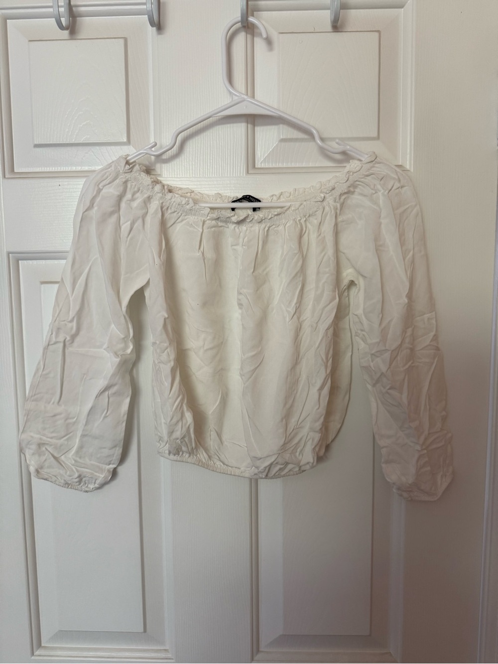 White Off-Shoulder Peasant Top - Women